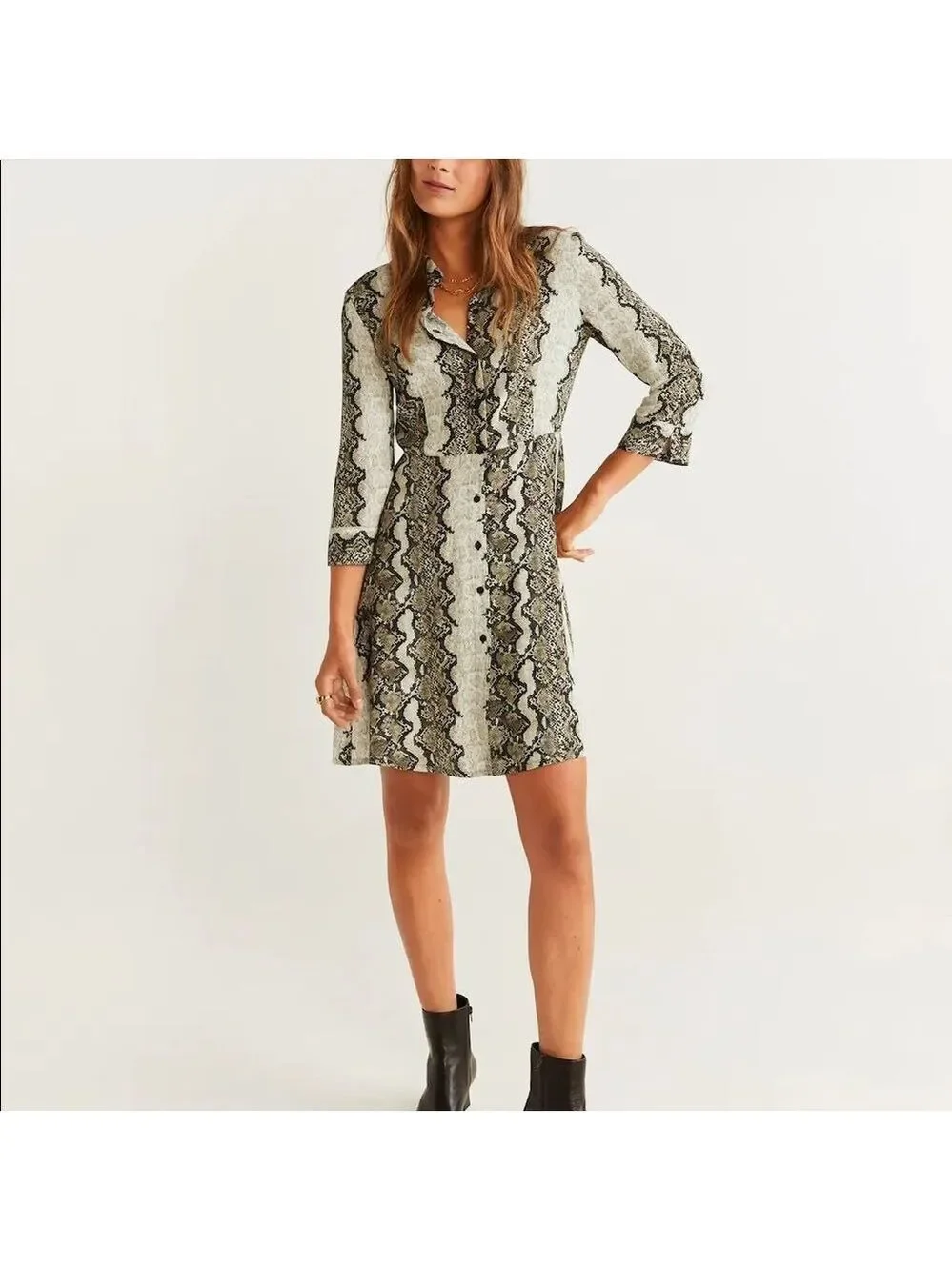 Mng New with tag long sleeve snake print button down dress size extra small